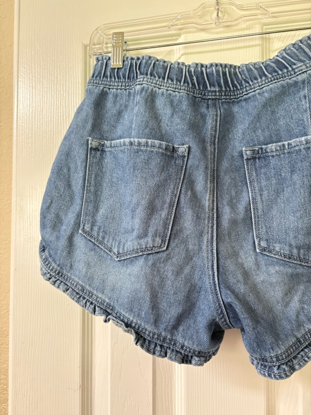 KanCan Blue Ruffle Hem Denim Shorts - Picture 8 of 11